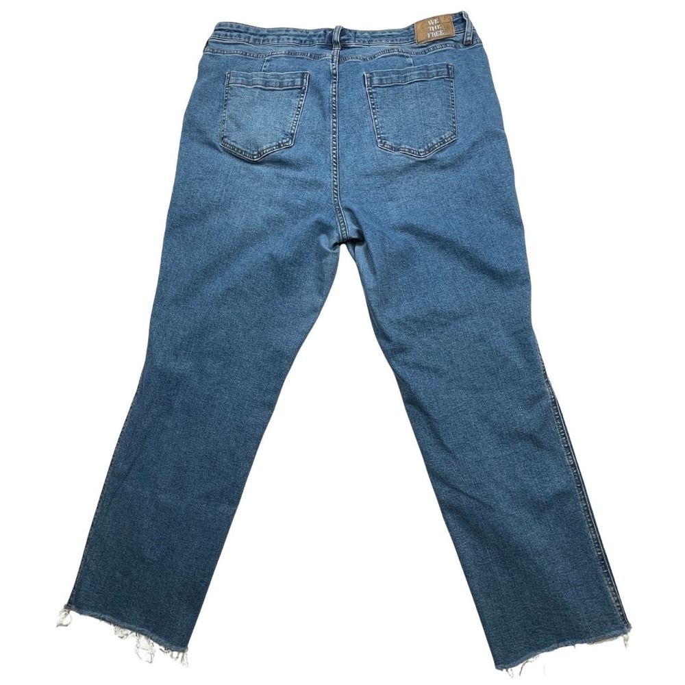 Free People πΈ We The Free Croppedβ Women's Jeans 35 Raw Hem Straight Leg Boho - Picture 3 of 10